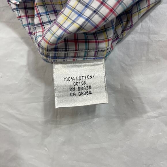 Bugatchi Shaped Fit Multicolor Check Button Down Shirt Men’s Large 100% Cotton - Picture 6 of 10